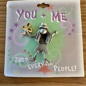 Silver and Gold Girl Brooch - NWOT